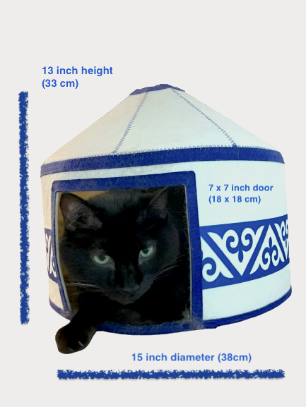 Felt Cat Yurt | Nomadic Cat Central Asian Style Cat Beds and Caves | Steppe-Sky Blue Yurt