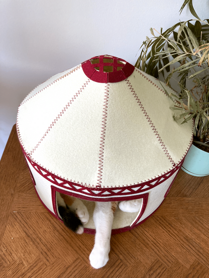Felt Cat Yurt | Nomadic Cat Central Asian Style Cat Beds and Caves | Original Red Yurt