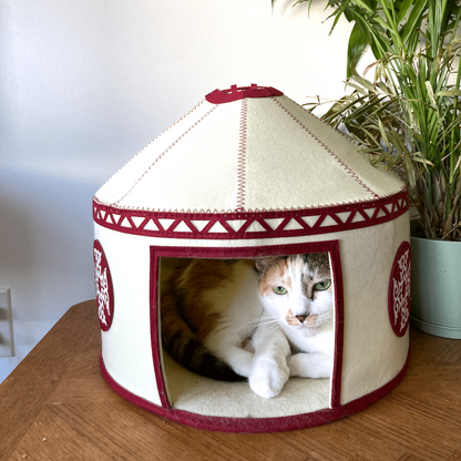 Felt Cat Yurt | Nomadic Cat Central Asian Style Cat Beds and Caves | Original Red Yurt