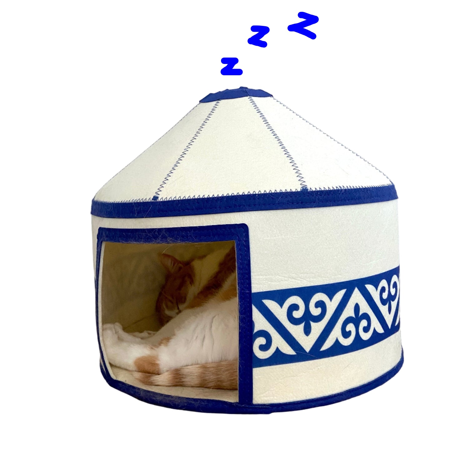 Felt Cat Yurt | Nomadic Cat Central Asian Style Cat Beds and Caves | Steppe-Sky Blue Yurt