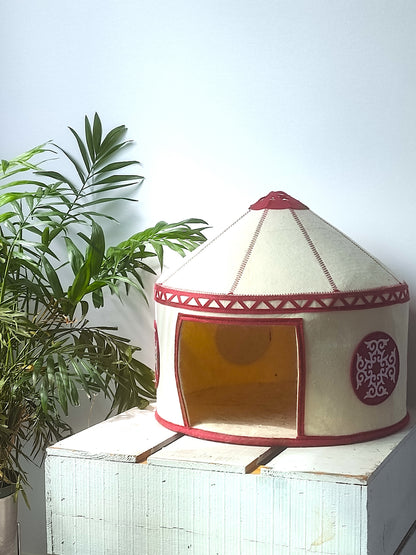 Felt Cat Yurt | Nomadic Cat Central Asian Style Cat Beds and Caves | Original Red Yurt