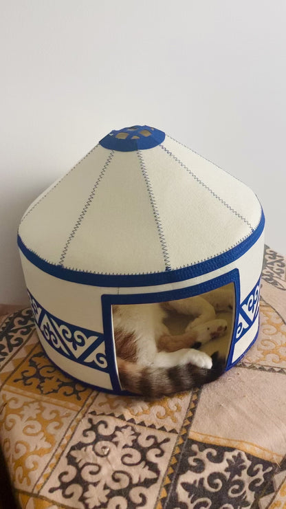 Felt Cat Yurt | Nomadic Cat Central Asian Style Cat Beds and Caves | Steppe-Sky Blue Yurt